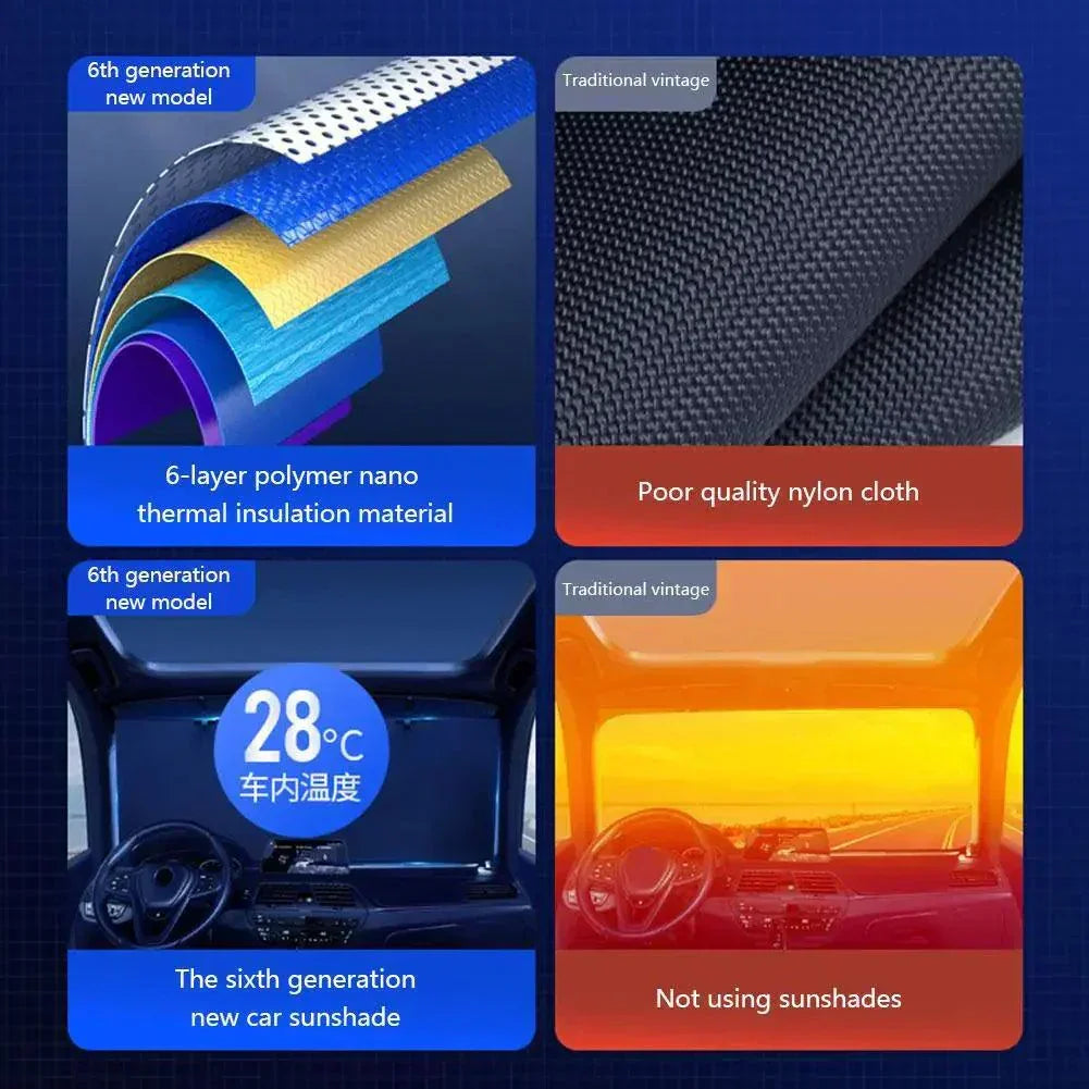 Auto-Retractable Car Sunshade - Uv & Heat Protection, Foldable Windshield Curtain car-sunshade-curtain-sun-protection-universal-4pcs-auto-parts-11