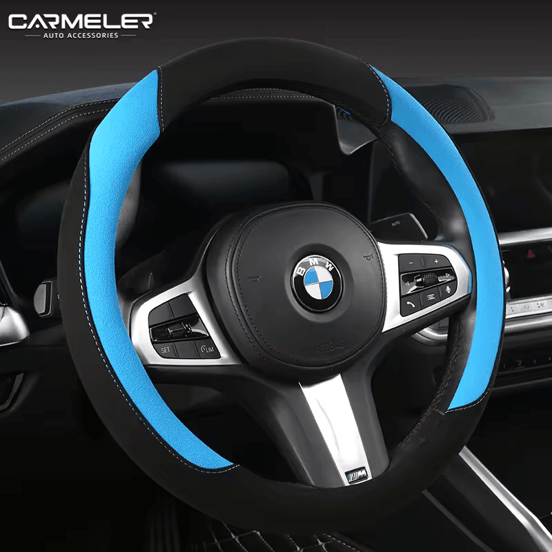 Carbon Fiber Car Steering Wheel Cover 15 inch Breathable Anti Slip Leather Black and blue carbon-fiber-car-steering-wheel-cover-15-inch-breathable-anti-slip-leather-auto-parts-10
