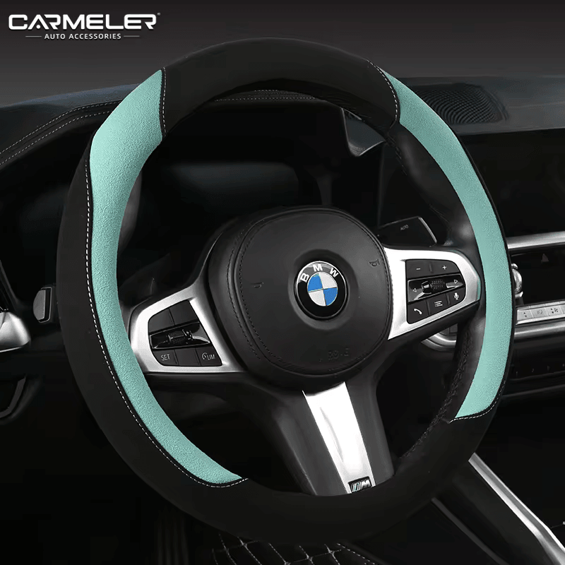 Carbon Fiber Car Steering Wheel Cover 15 inch Breathable Anti Slip Leather Black and green carbon-fiber-car-steering-wheel-cover-15-inch-breathable-anti-slip-leather-auto-parts-8