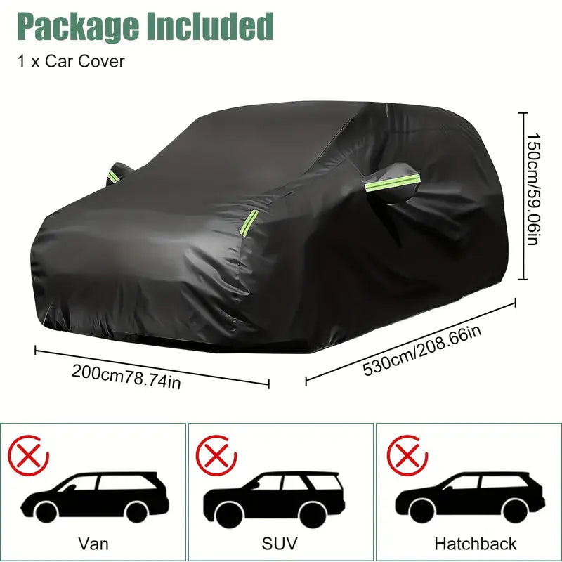 2XL Size Full Car Cover, Waterproof Rain UV Dust Resistant, All Weather Protection, with Reflective Strip cc72d2ae-c700-4d31-9ad6-4f5ee6e6e35a