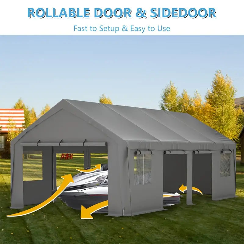 13x25ft Carport Portable Garage Car Top Heavy Duty Carport With Mesh Windows And Removable Sidewalls cf6e5632-2ec0-47f8-9e56-6fe0156f56a0