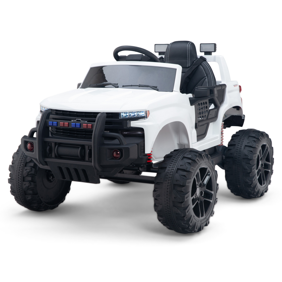 24V Chevrolet Silverado Kids Licensed 1 Seater Ride On Lifted Truck with Remote