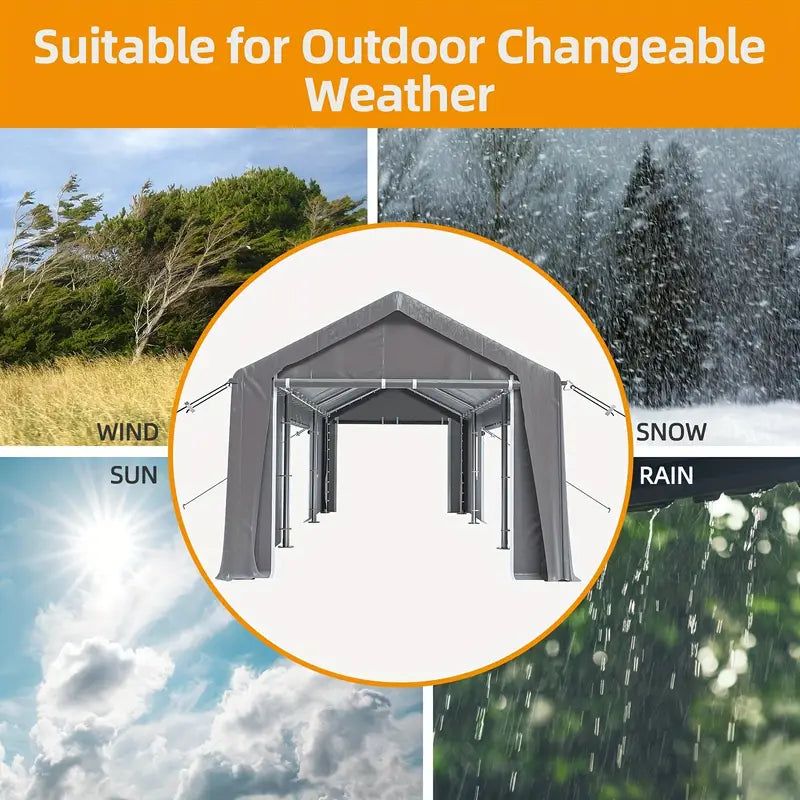 13x20ft Heavy Duty Carport, Portable Garage with 4 Roll-up Doors & 4 Ventilated Windows, d0ce86a5-3cde-4e79-a564-2811a94c6c9e