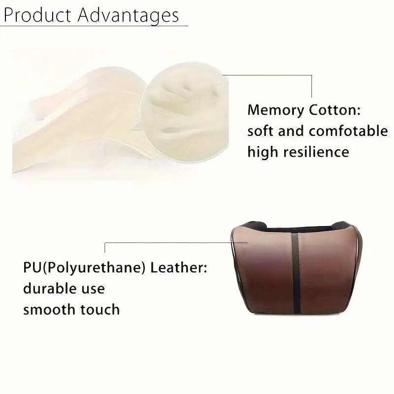 1pc Faux Leather Car Memory Foam Headrest Pillow Comfortable For Long Driving d28f4cca-2ed5-4b8d-be0b-e70c01c171f7