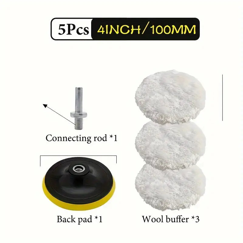 5pcs Premium Wool Polishing Sponges - Ultimate Shine for Floors, Cars & Boats - Durable Glass Cleaning Set 4inch d50ca4395eada20ae9869dee649e8b50_1