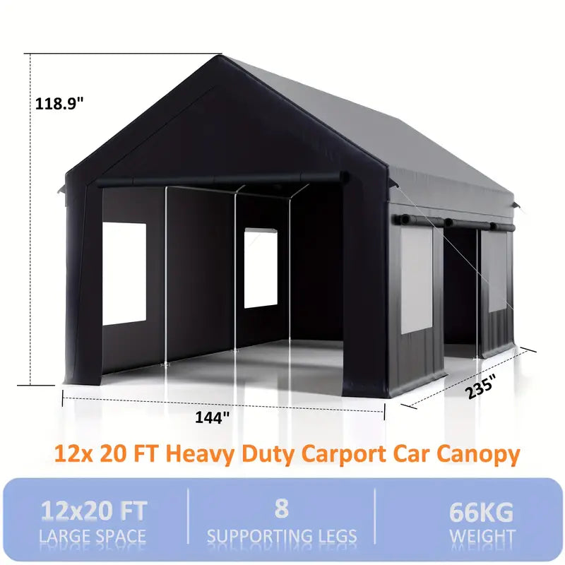 12'x20' Heavy-Duty Carport, Waterproof UV-Resistant Portable Garage Canopy d5805bf1-fa2d-4b85-ae48-e41cdd34a416