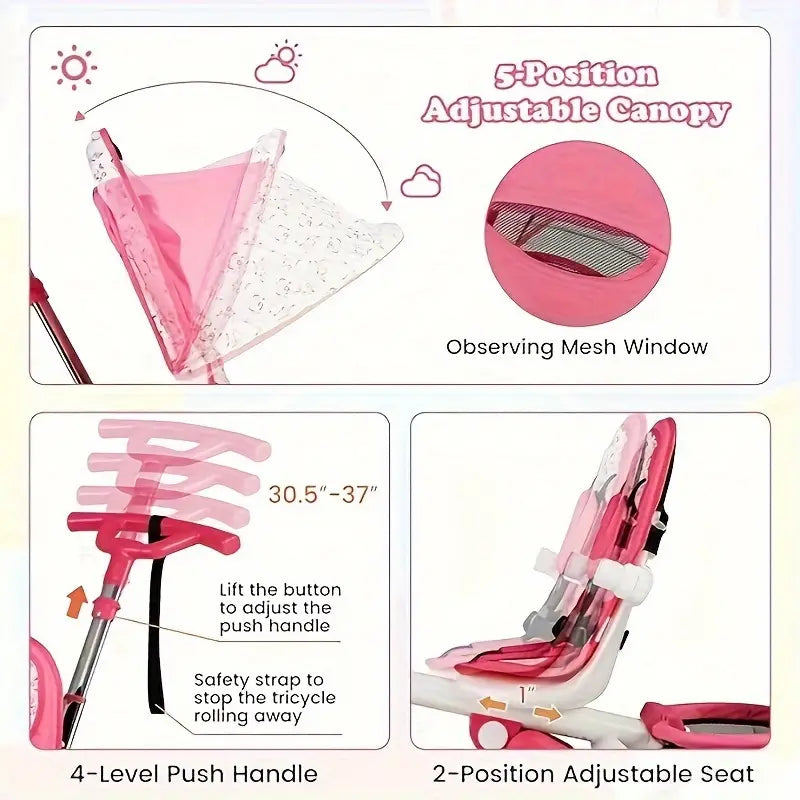 5-in-1 Convertible Tricycle Stroller with Canopy d965120b-dcf1-4252-9863-838beebbd950