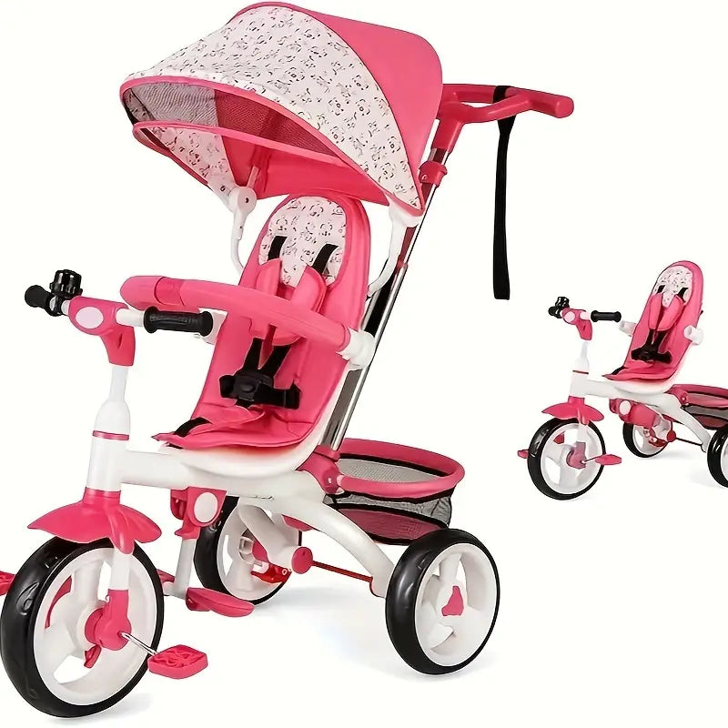 5-in-1 Convertible Tricycle Stroller with Canopy Pink db2d4db6-1f8b-4d6a-844a-807ce4683e48