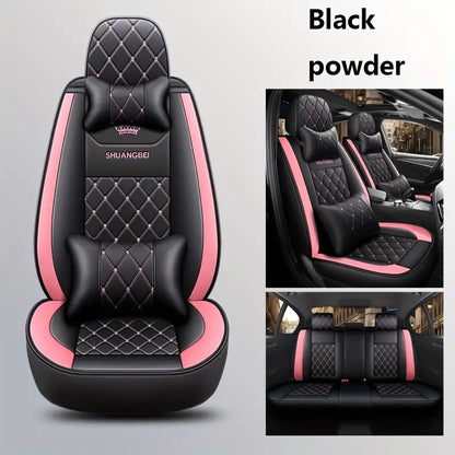 Car Seat Cover Set Full Package Car Seat Cushion Black Pink + 2 Headrest + 2 Pillow dd3874ee40df0459d6fe0aeac3006ad0