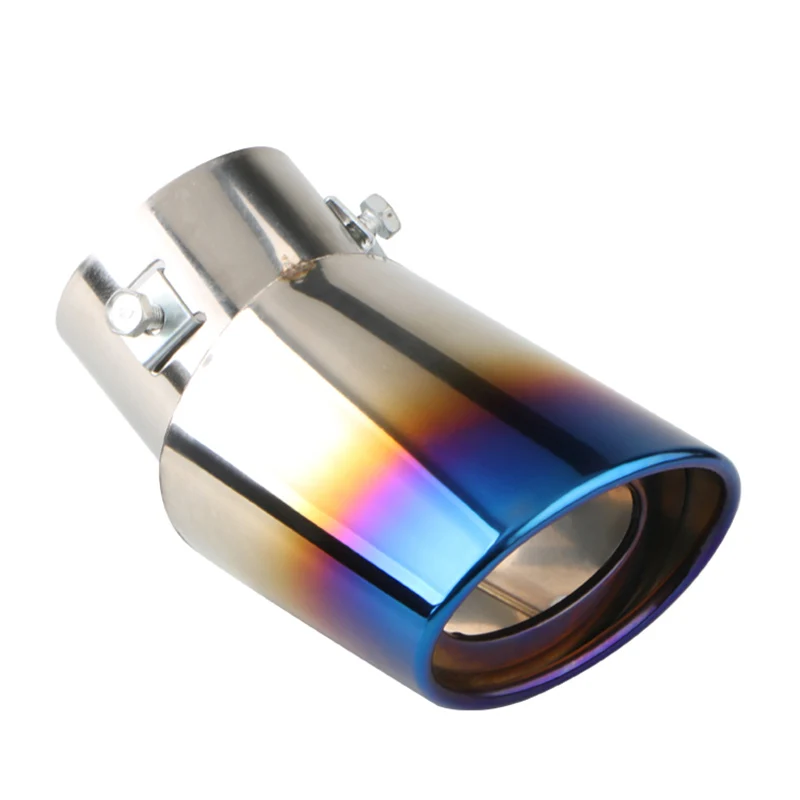 2.5" Inlet Car Auto Exhaust Muffler Tip Pipe Stainless Steel Chrome Trim Burnt Blue Bent download-2024-11-03T011235.873