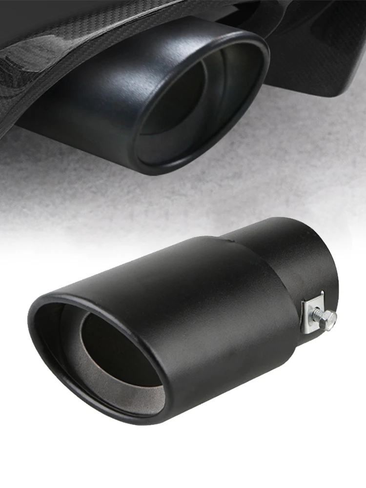 2.5" Inlet Car Auto Exhaust Muffler Tip Pipe Stainless Steel Chrome Trim Black Straight download-2024-11-03T011239.228