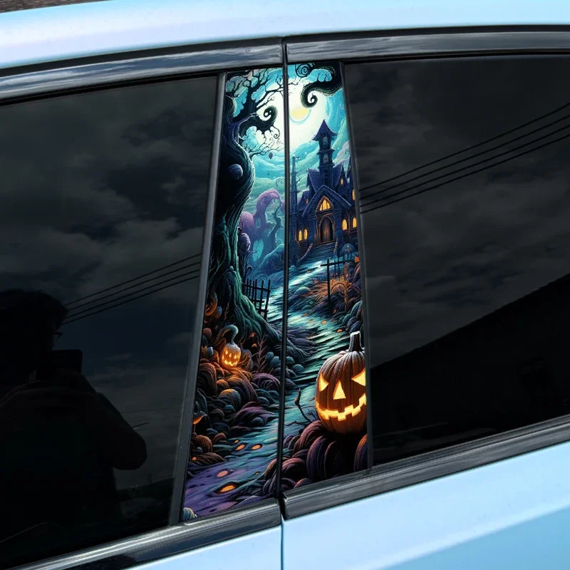 2Pcs Pumpkins Ghosts Car Stickers, Auto B Pillar WS-008 WS-007 download_56