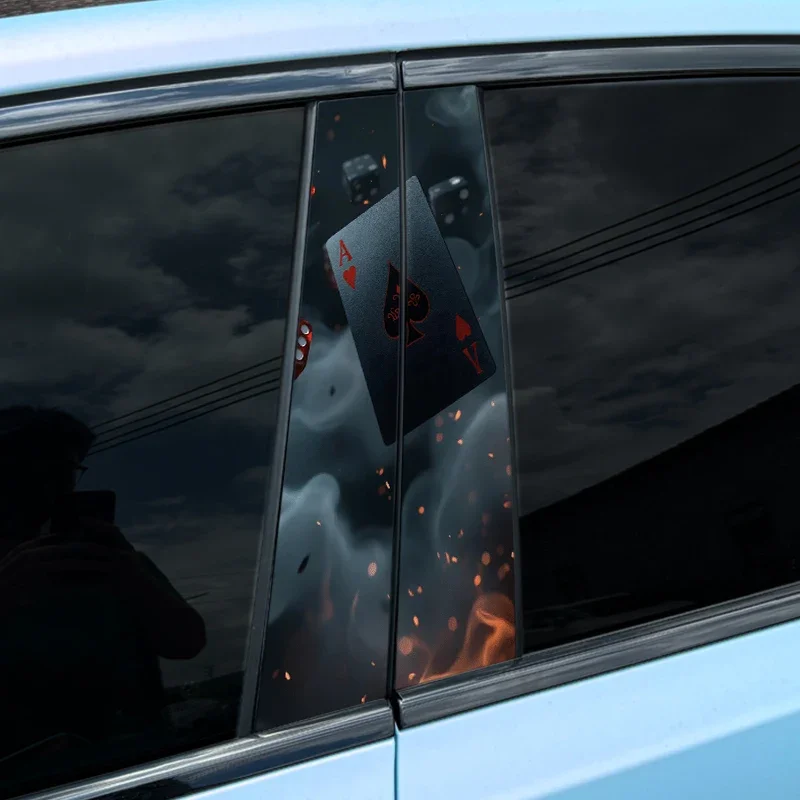 2pcs Smoke Playing Cards Car Stickers, Auto B Pillar download_77