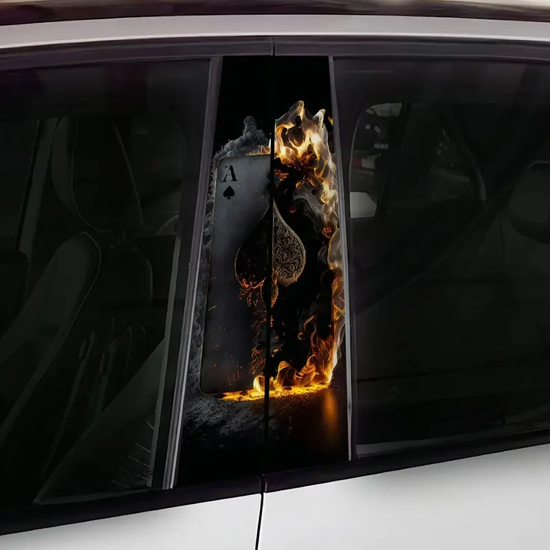 2pcs Cool Flame Poker Car Sticker Auto B Pillar download_94