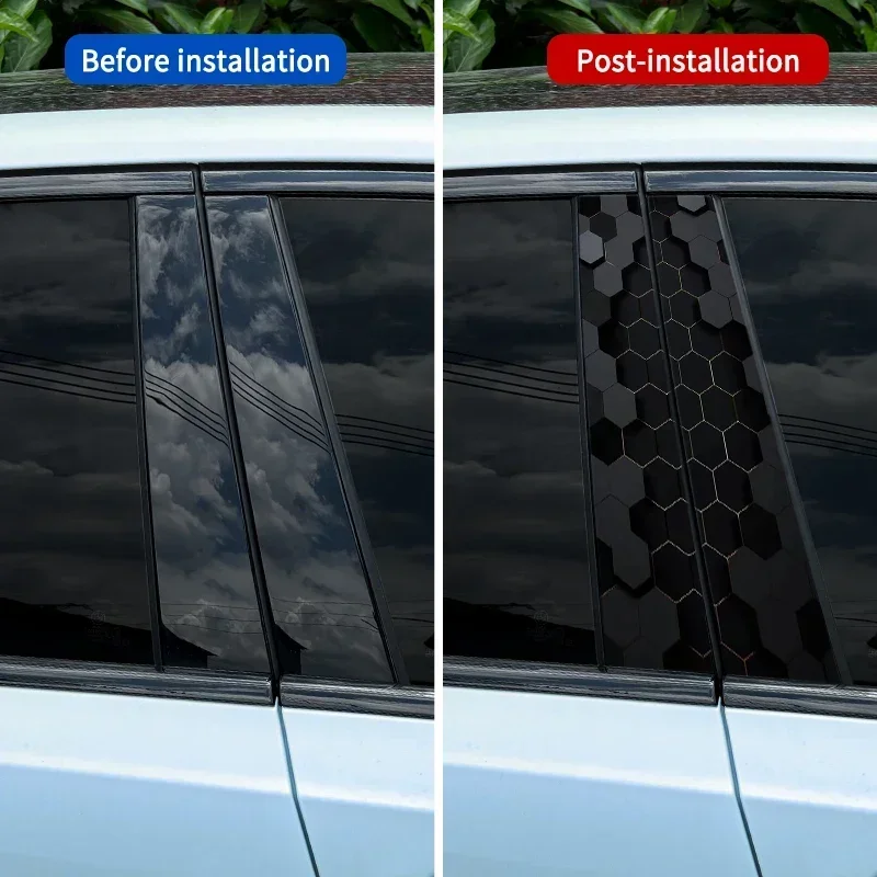 2pcs 3D Effect Honeycomb Car Sticker, Auto B Pillar download_98