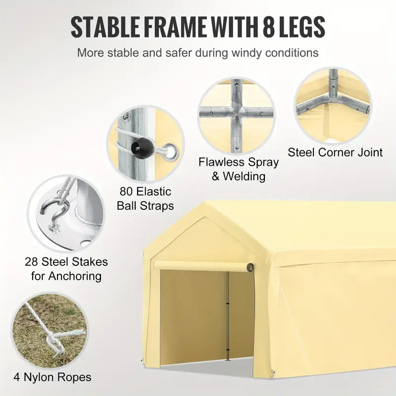 VEVOR 10 X 20 Ft Carport Car Canopy, Heavy Duty Garage e2fec828-d40f-44bb-beb6-cbf78ac8a611