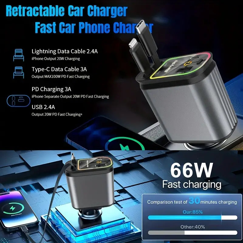 66W 4-in-1 Retractable Car Charger With Star Projector eac0d060-4c7e-4c30-8c60-3d541eb54e9a