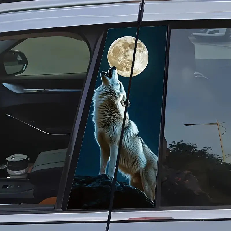 Wolf Howling at Moon Vinyl Car Decals 2Pcs ee3c9a9a-3b15-4e65-b328-9e8259ec1cdd