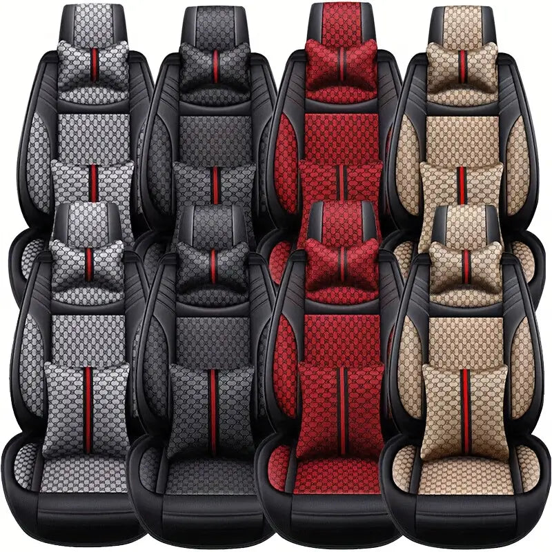 5-Seats Full Set Leather Car Seat Covers Universal Front Rear Protector Mat Pad f2eb9325-b161-4236-8759-4d9d568f7588