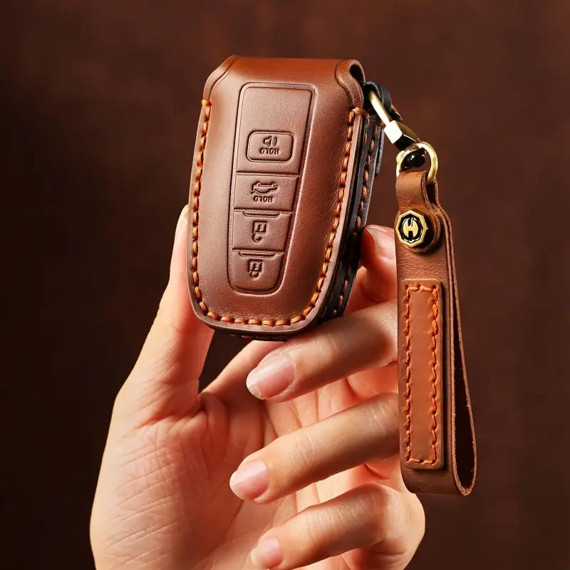 Premium Genuine Leather Key Fob Cover for Toyota fc543c8c-b49e-4207-acfd-11f74147e456