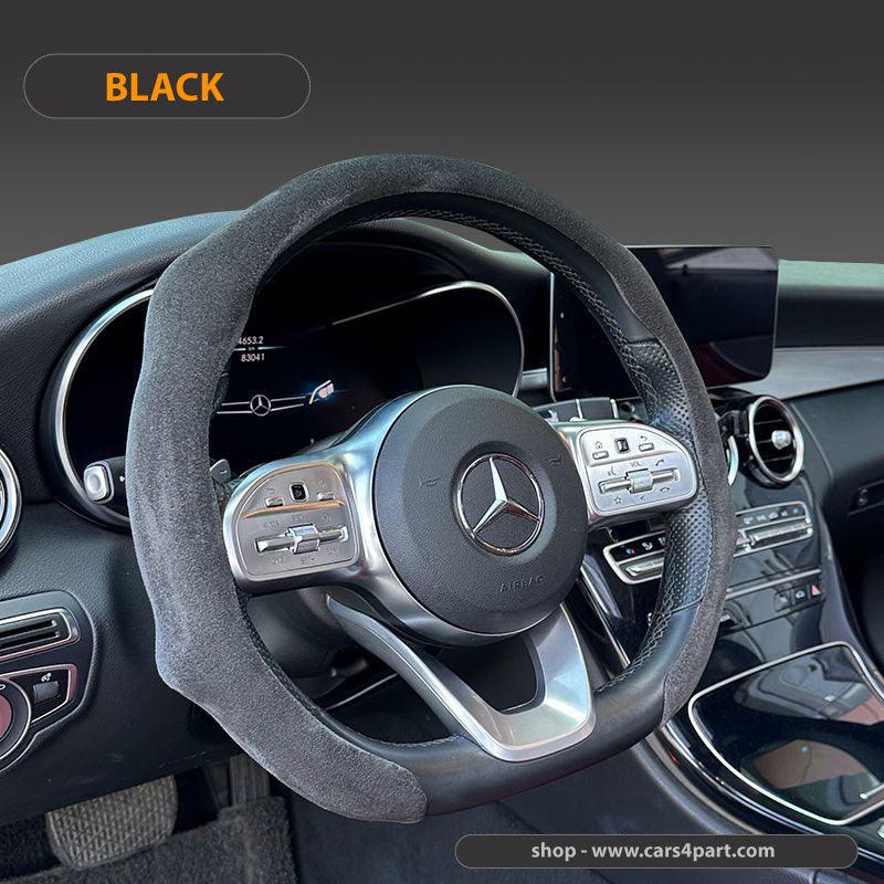 New High Quality Car Suede Steering Wheel Cover Universal Charcoal Black 38cm new-high-quality-car-suede-steering-wheel-cover-universal-auto-parts-12