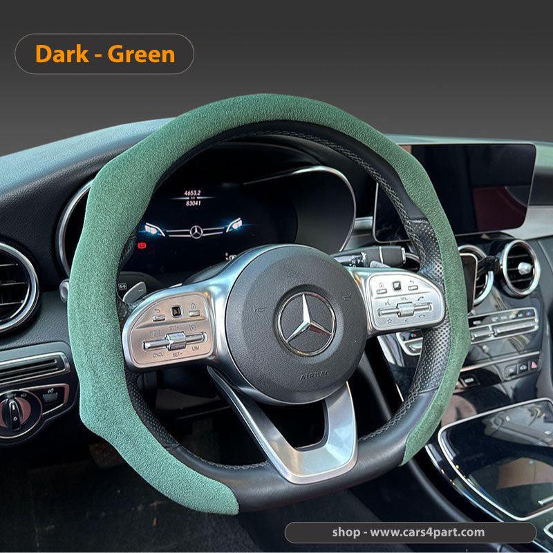 New High Quality Car Suede Steering Wheel Cover Universal Dark Green 38cm new-high-quality-car-suede-steering-wheel-cover-universal-auto-parts-13