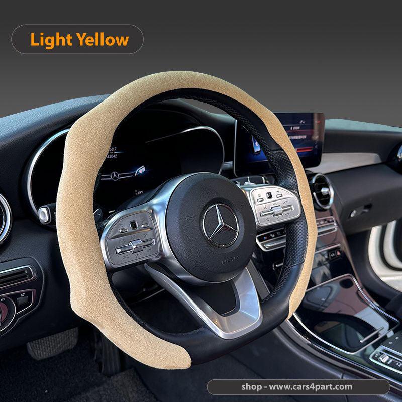 New High Quality Car Suede Steering Wheel Cover Universal Light Yellow 38cm new-high-quality-car-suede-steering-wheel-cover-universal-auto-parts-20