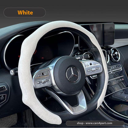 New High Quality Car Suede Steering Wheel Cover Universal Apricot White 38cm new-high-quality-car-suede-steering-wheel-cover-universal-auto-parts-22