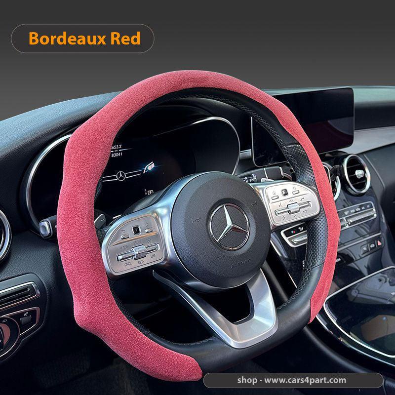 New High Quality Car Suede Steering Wheel Cover Universal Bordeaux Red 38cm new-high-quality-car-suede-steering-wheel-cover-universal-auto-parts-23