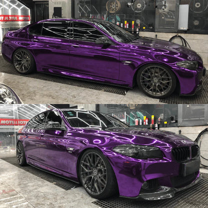 Glossy purple car in a showroom setting