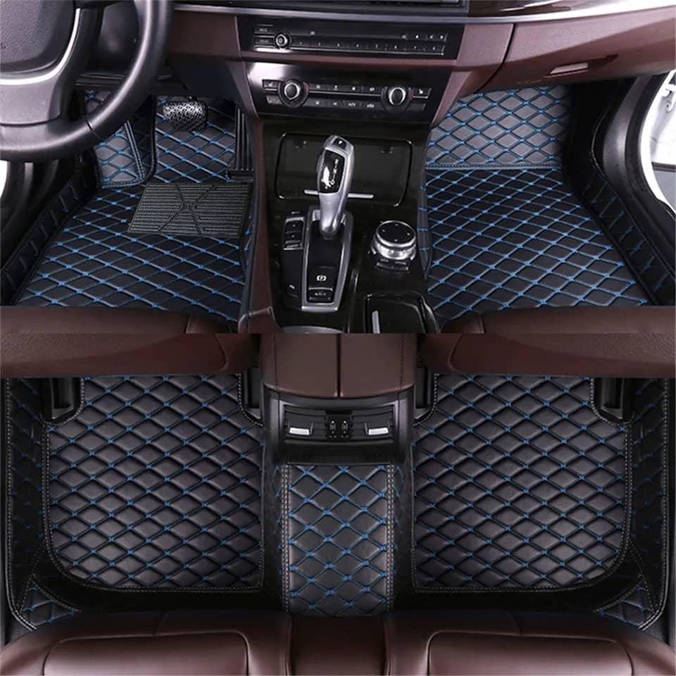 Single Layer Floor Mats Black With Blue 4 Seater single-layer-floor-mats-auto-parts-19