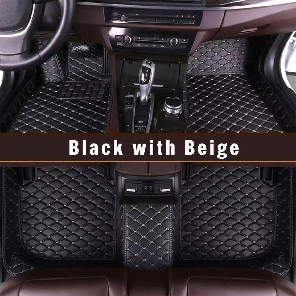 Single Layer Floor Mats Black With Beige 4 Seater single-layer-floor-mats-auto-parts-4