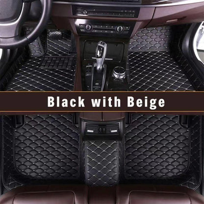 Single Layer Floor Mats Black With Beige 4 Seater single-layer-floor-mats-auto-parts-4