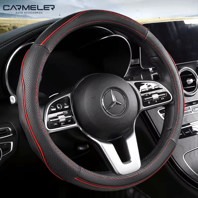 Universal Microfiber Leather Covers Breathable Anti-Slip Odorless Steering Wheel cover Black and Red universal-microfiber-leather-covers-breathable-anti-slip-odorless-steering-wheel-cover-auto-parts-10