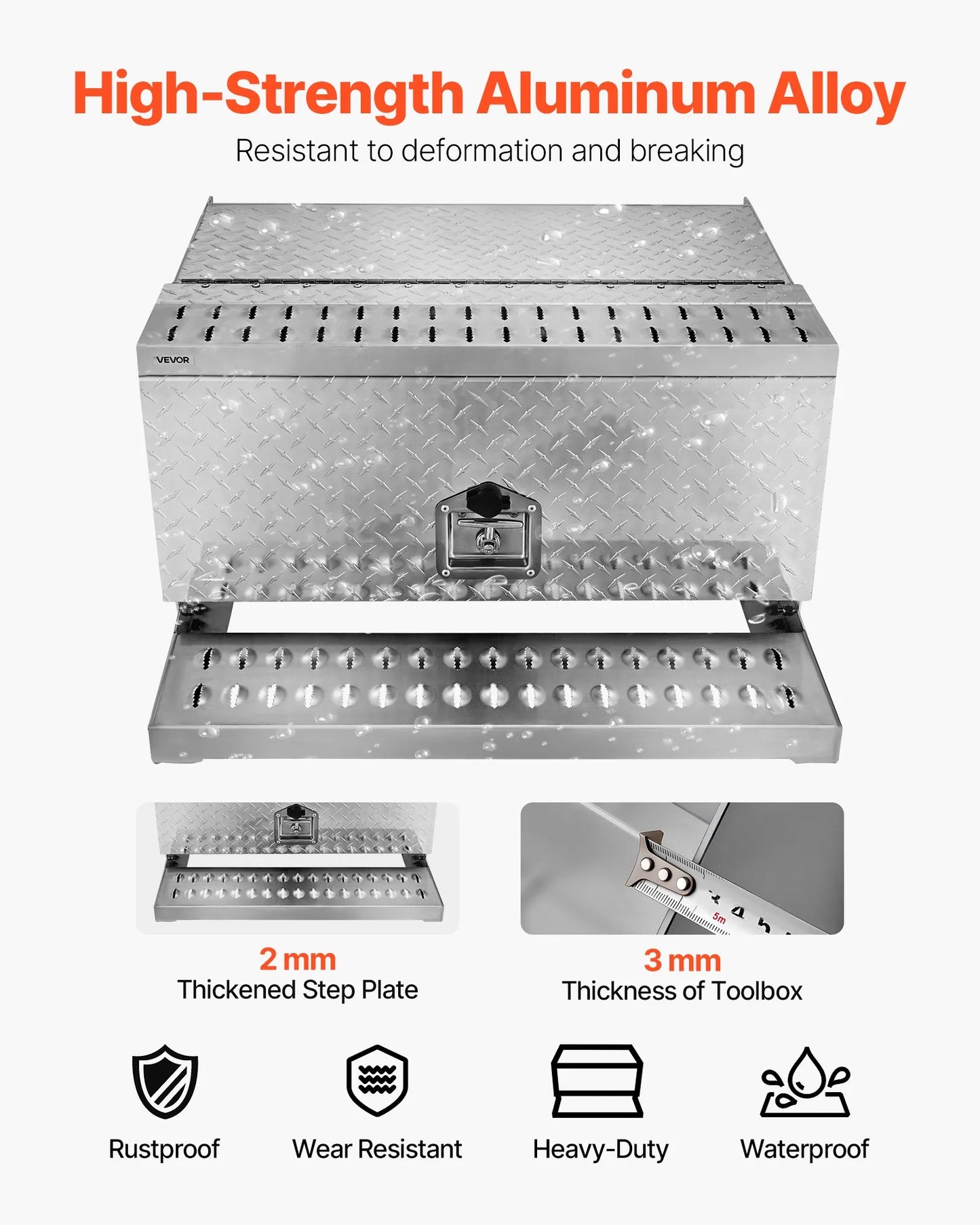 Semi-Truck Step Tool Box, 30" x 29.5" x 15.8" Heavy-Duty Aluminum Diamond Plate Toolbox, Waterproof Cab Entry Step Storage Box with T-Handle Lock & Keys for Flatbed, Crane, and Semi Trucks