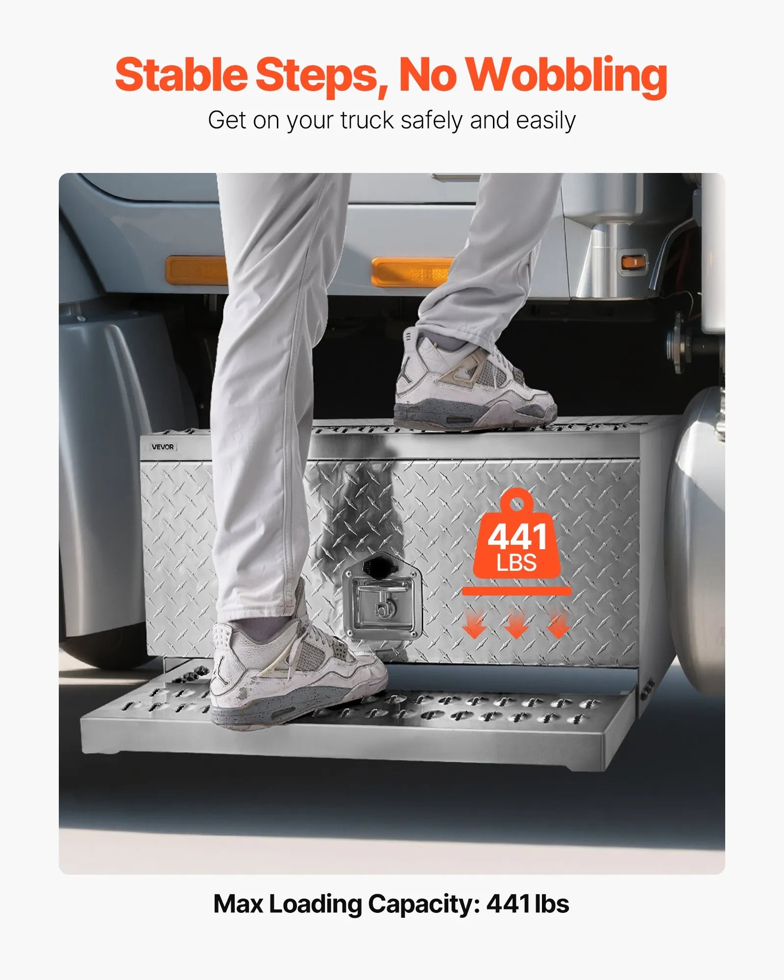 Semi-Truck Step Tool Box, 30" x 29.5" x 15.8" Heavy-Duty Aluminum Diamond Plate Toolbox, Waterproof Cab Entry Step Storage Box with T-Handle Lock & Keys for Flatbed, Crane, and Semi Trucks