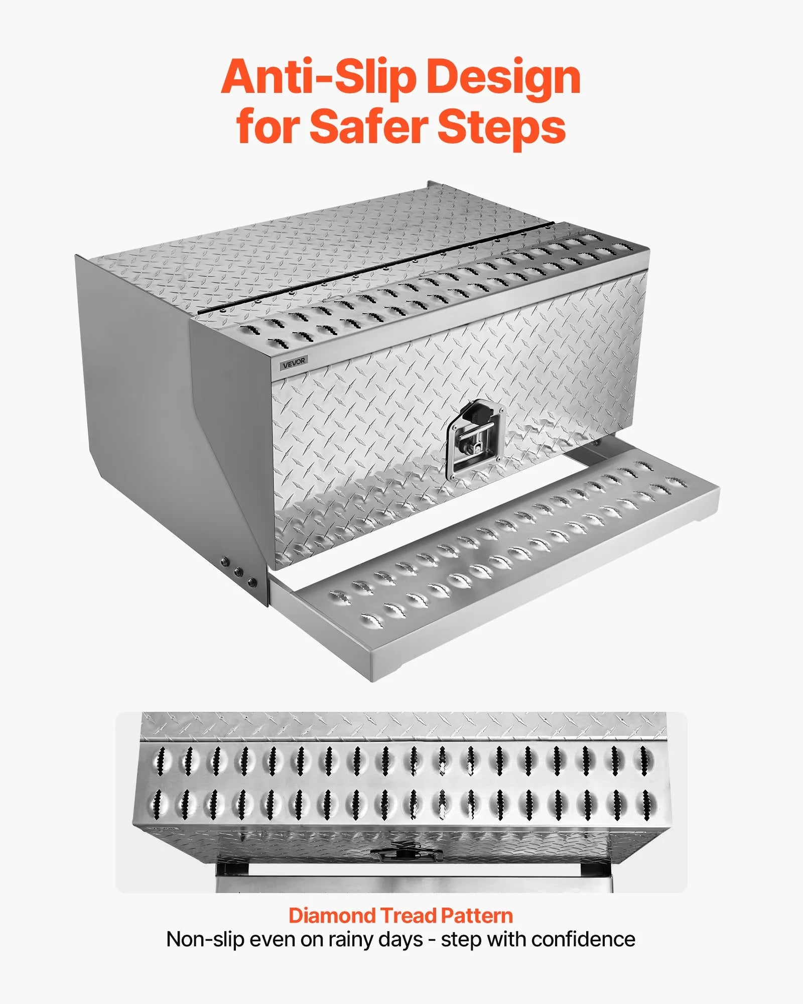 Semi-Truck Step Tool Box, 30" x 29.5" x 15.8" Heavy-Duty Aluminum Diamond Plate Toolbox, Waterproof Cab Entry Step Storage Box with T-Handle Lock & Keys for Flatbed, Crane, and Semi Trucks
