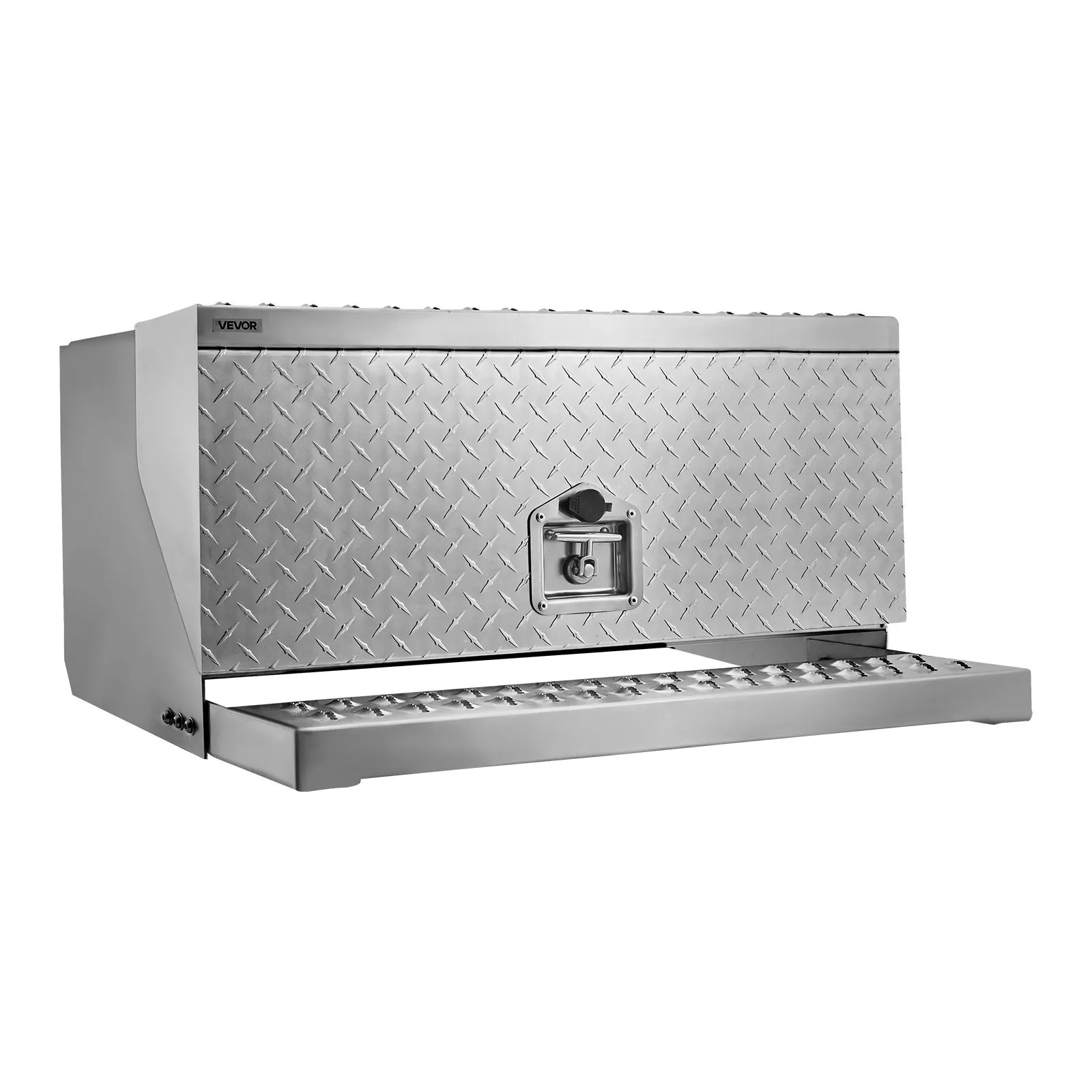 Semi-Truck Step Tool Box, 30" x 29.5" x 15.8" Heavy-Duty Aluminum Diamond Plate Toolbox, Waterproof Cab Entry Step Storage Box with T-Handle Lock & Keys for Flatbed, Crane, and Semi Trucks