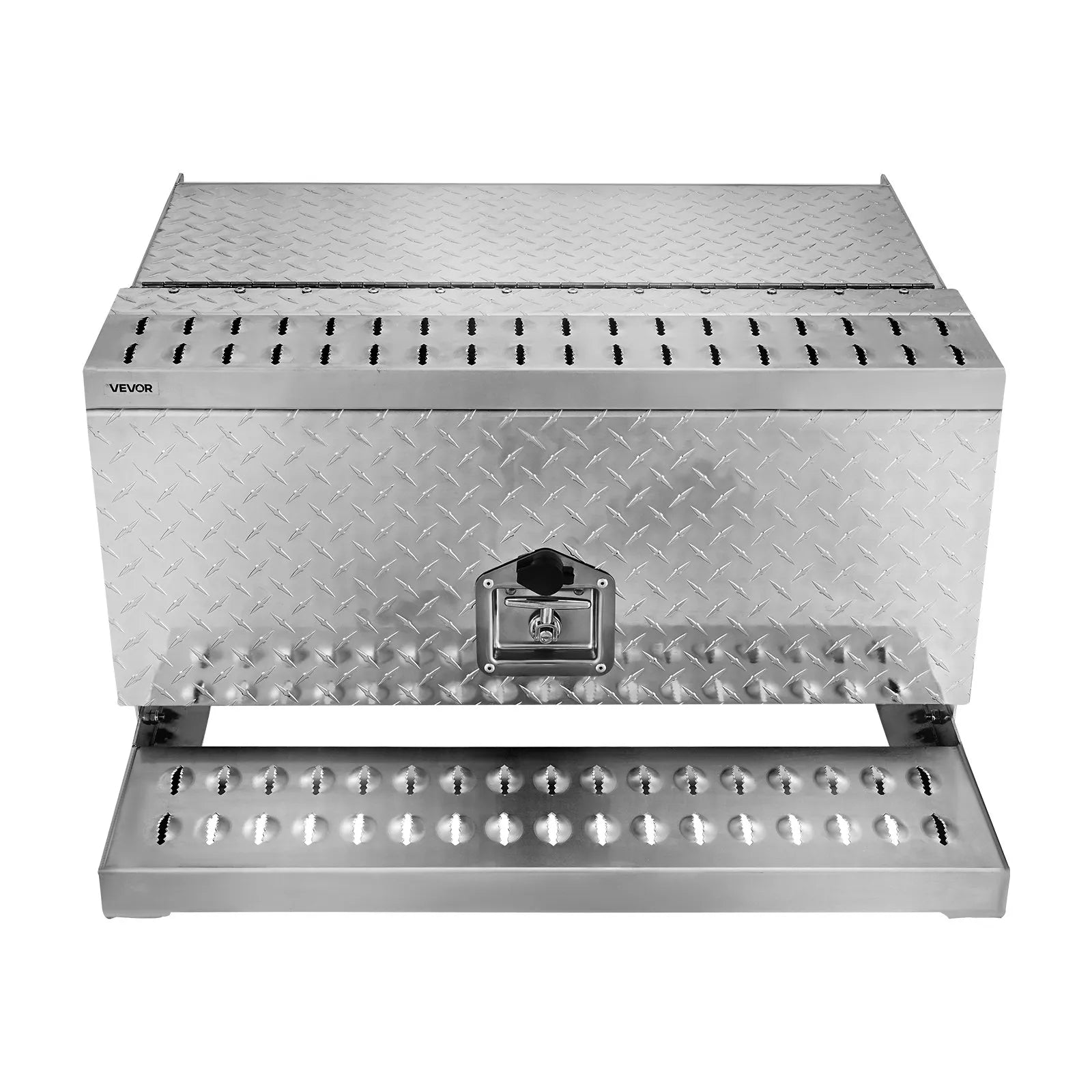 Semi-Truck Step Tool Box, 30" x 29.5" x 15.8" Heavy-Duty Aluminum Diamond Plate Toolbox, Waterproof Cab Entry Step Storage Box with T-Handle Lock & Keys for Flatbed, Crane, and Semi Trucks