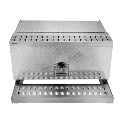 Semi-Truck Step Tool Box, 30" x 29.5" x 15.8" Heavy-Duty Aluminum Diamond Plate Toolbox, Waterproof Cab Entry Step Storage Box with T-Handle Lock & Keys for Flatbed, Crane, and Semi Trucks