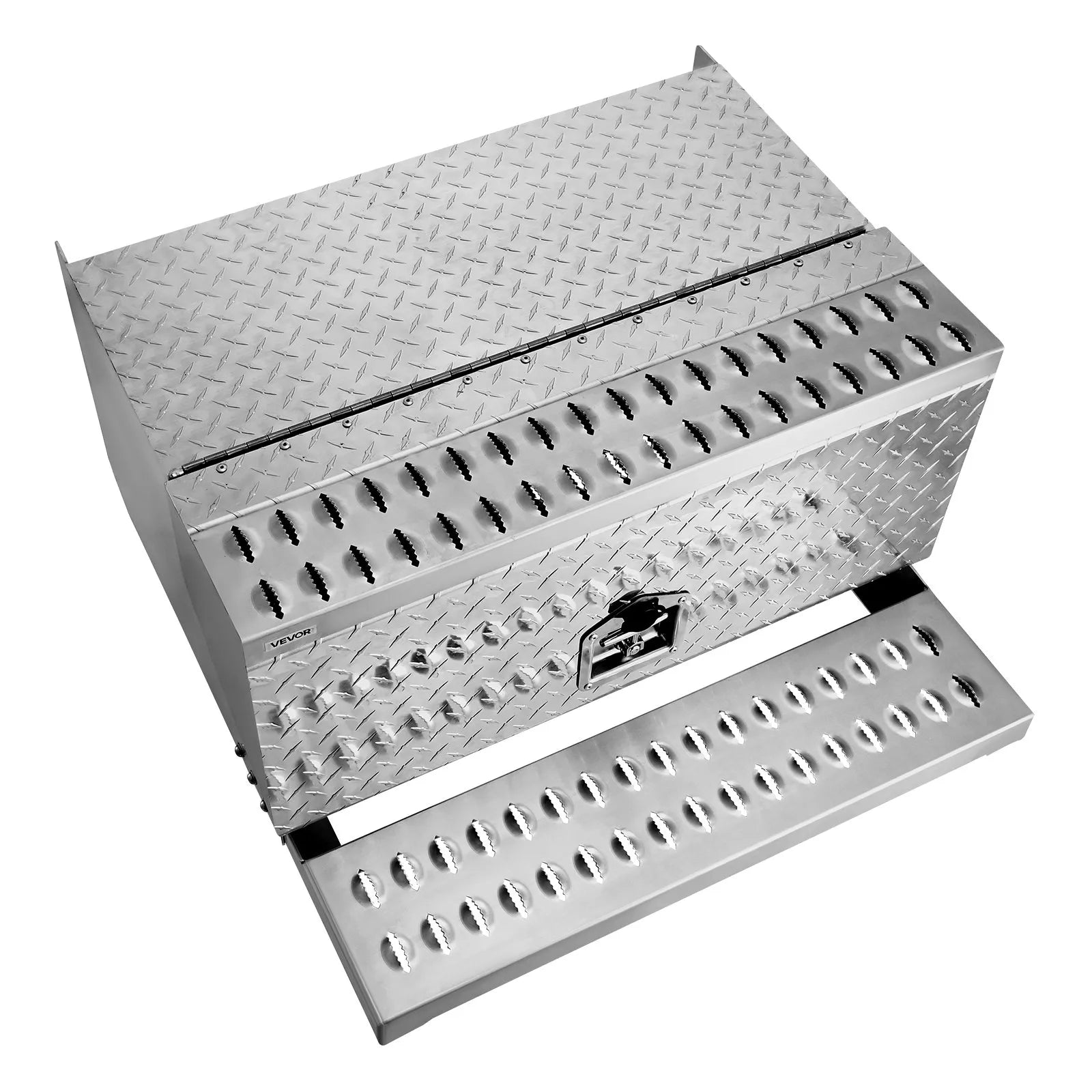 Semi-Truck Step Tool Box, 30" x 29.5" x 15.8" Heavy-Duty Aluminum Diamond Plate Toolbox, Waterproof Cab Entry Step Storage Box with T-Handle Lock & Keys for Flatbed, Crane, and Semi Trucks