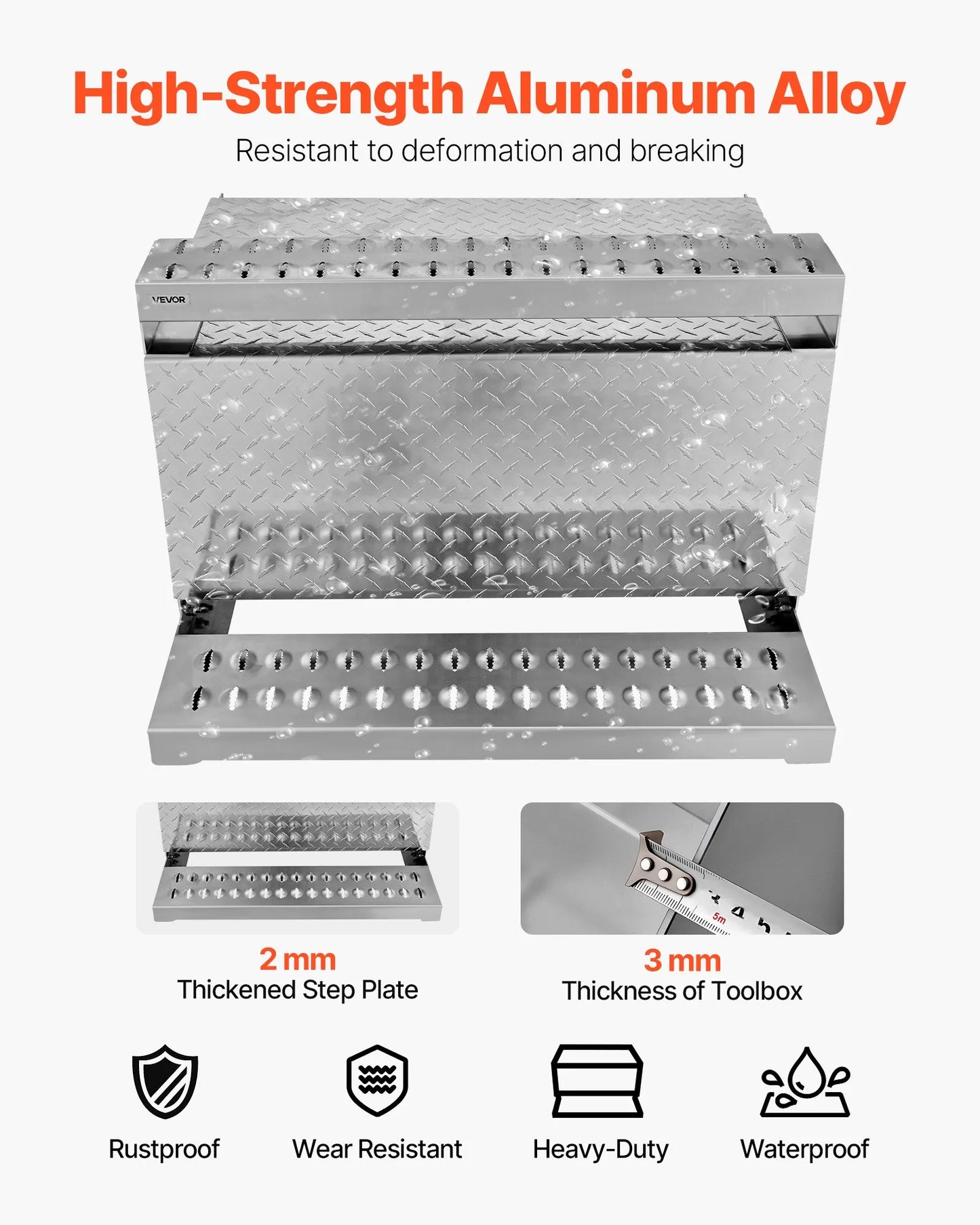 Semi-Truck Step Tool Box, 31" x 30" x 19" Heavy-Duty Aluminum Diamond Plate Toolbox, Waterproof Cab Entry Step Storage Box with Shock-Absorbing Latch for Flatbed, Crane, and Semi Trucks