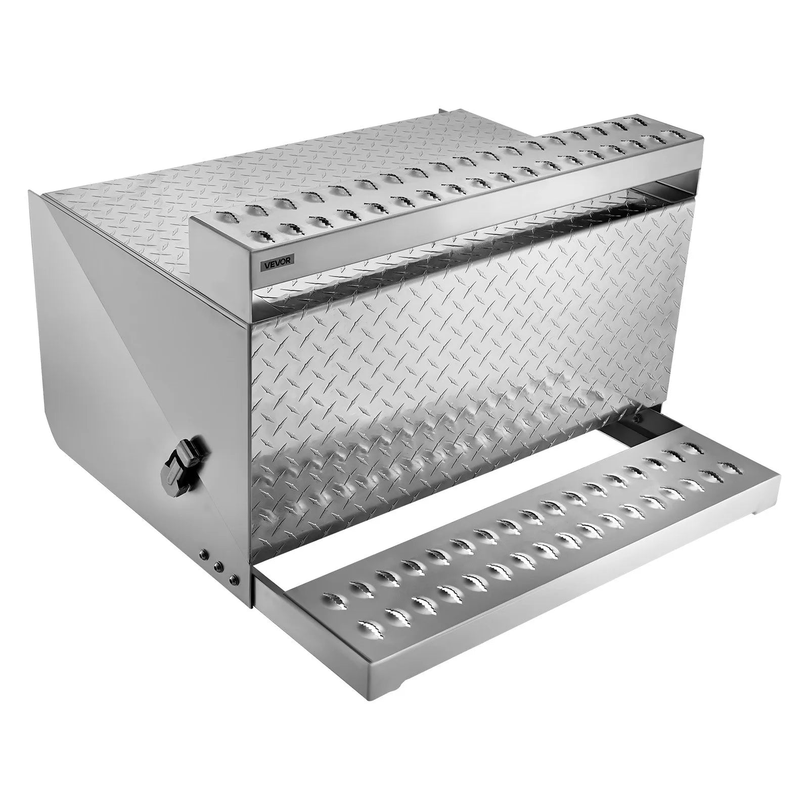 Semi-Truck Step Tool Box, 31" x 30" x 19" Heavy-Duty Aluminum Diamond Plate Toolbox, Waterproof Cab Entry Step Storage Box with Shock-Absorbing Latch for Flatbed, Crane, and Semi Trucks