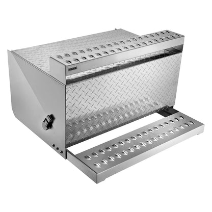 Semi-Truck Step Tool Box, 31" x 30" x 19" Heavy-Duty Aluminum Diamond Plate Toolbox, Waterproof Cab Entry Step Storage Box with Shock-Absorbing Latch for Flatbed, Crane, and Semi Trucks