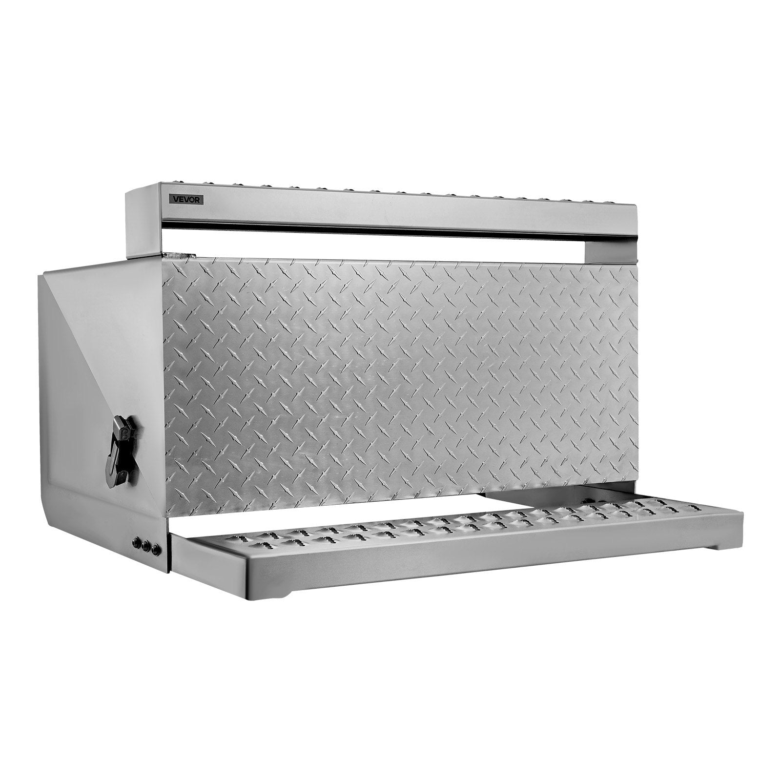 Semi-Truck Step Tool Box, 31" x 30" x 19" Heavy-Duty Aluminum Diamond Plate Toolbox, Waterproof Cab Entry Step Storage Box with Shock-Absorbing Latch for Flatbed, Crane, and Semi Trucks
