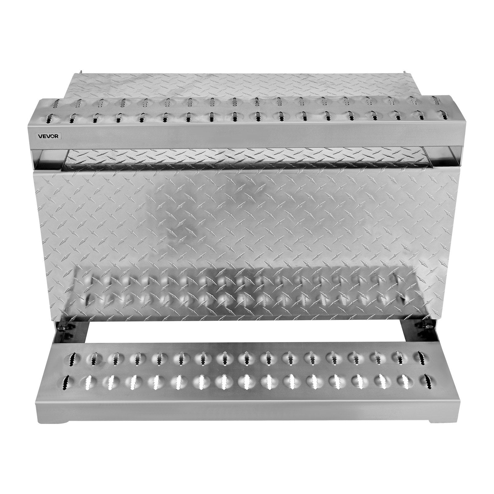 Semi-Truck Step Tool Box, 31" x 30" x 19" Heavy-Duty Aluminum Diamond Plate Toolbox, Waterproof Cab Entry Step Storage Box with Shock-Absorbing Latch for Flatbed, Crane, and Semi Trucks