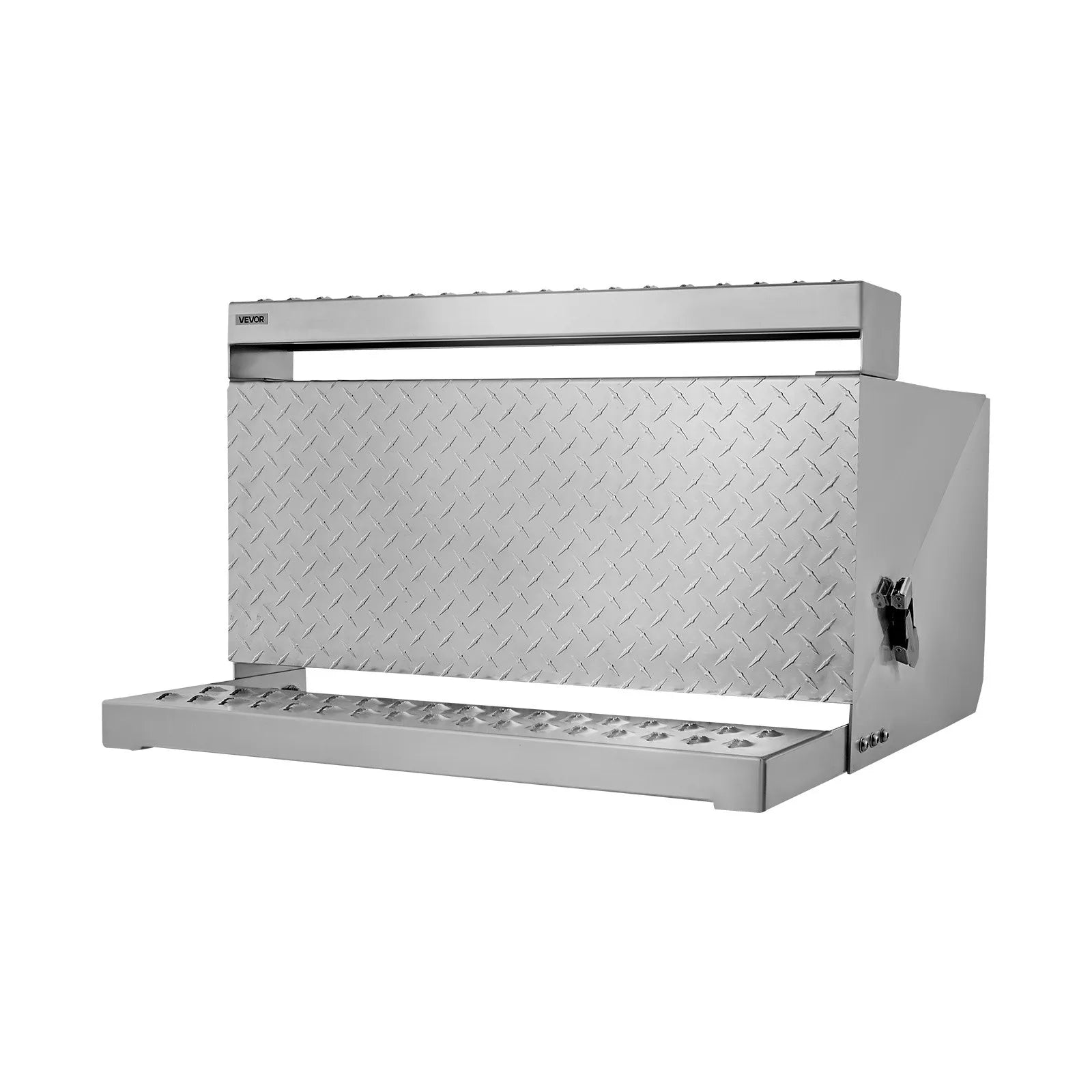 Semi-Truck Step Tool Box, 31" x 30" x 19" Heavy-Duty Aluminum Diamond Plate Toolbox, Waterproof Cab Entry Step Storage Box with Shock-Absorbing Latch for Flatbed, Crane, and Semi Trucks