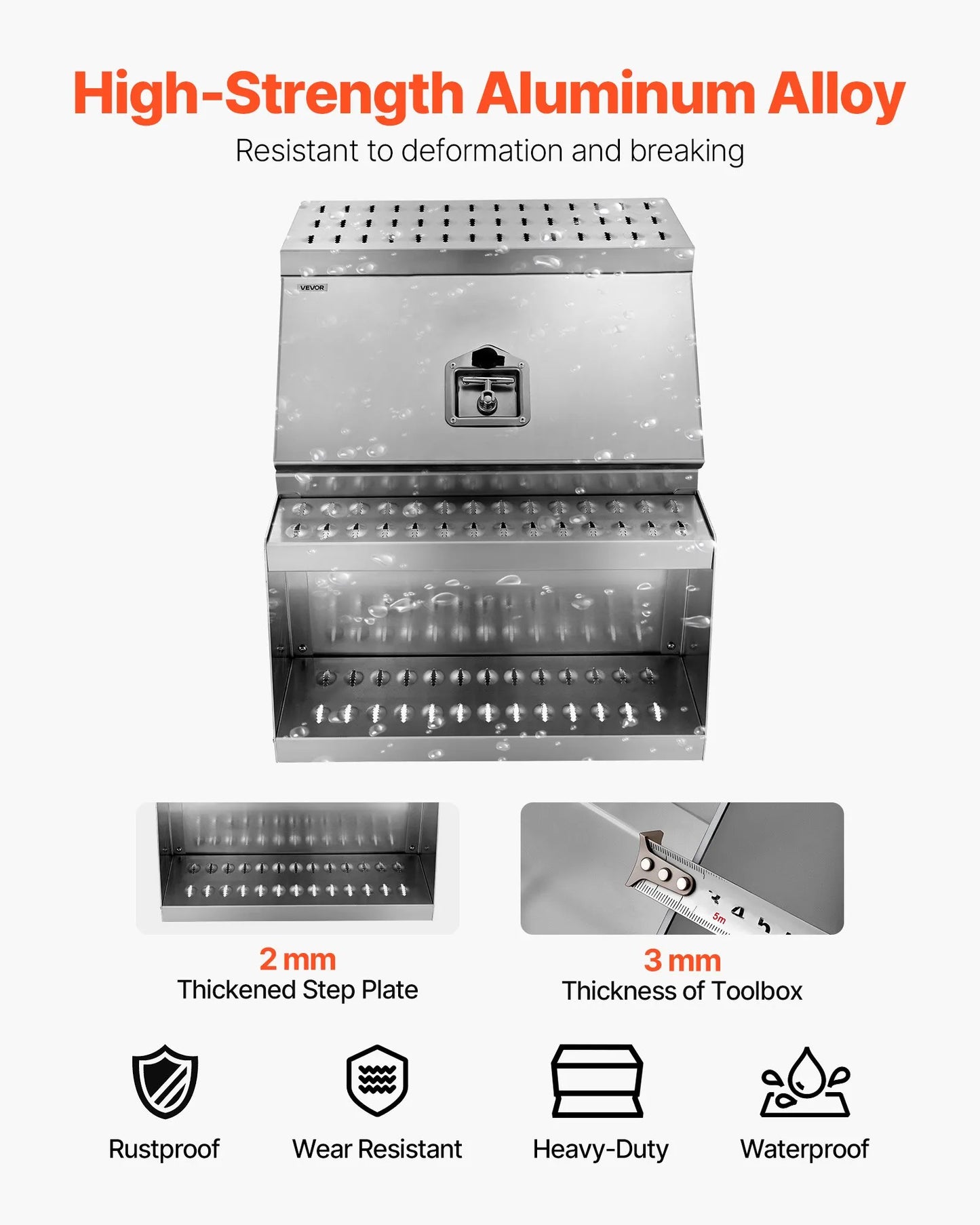 Semi-Truck Step Tool Box, 24" x 27.5" x 25.4" Heavy-Duty Aluminum Side Mount Toolbox, Waterproof Side Storage Saddle Step Box with T-Handle Lock & Keys for Semi Trucks and Flatbed Trailers