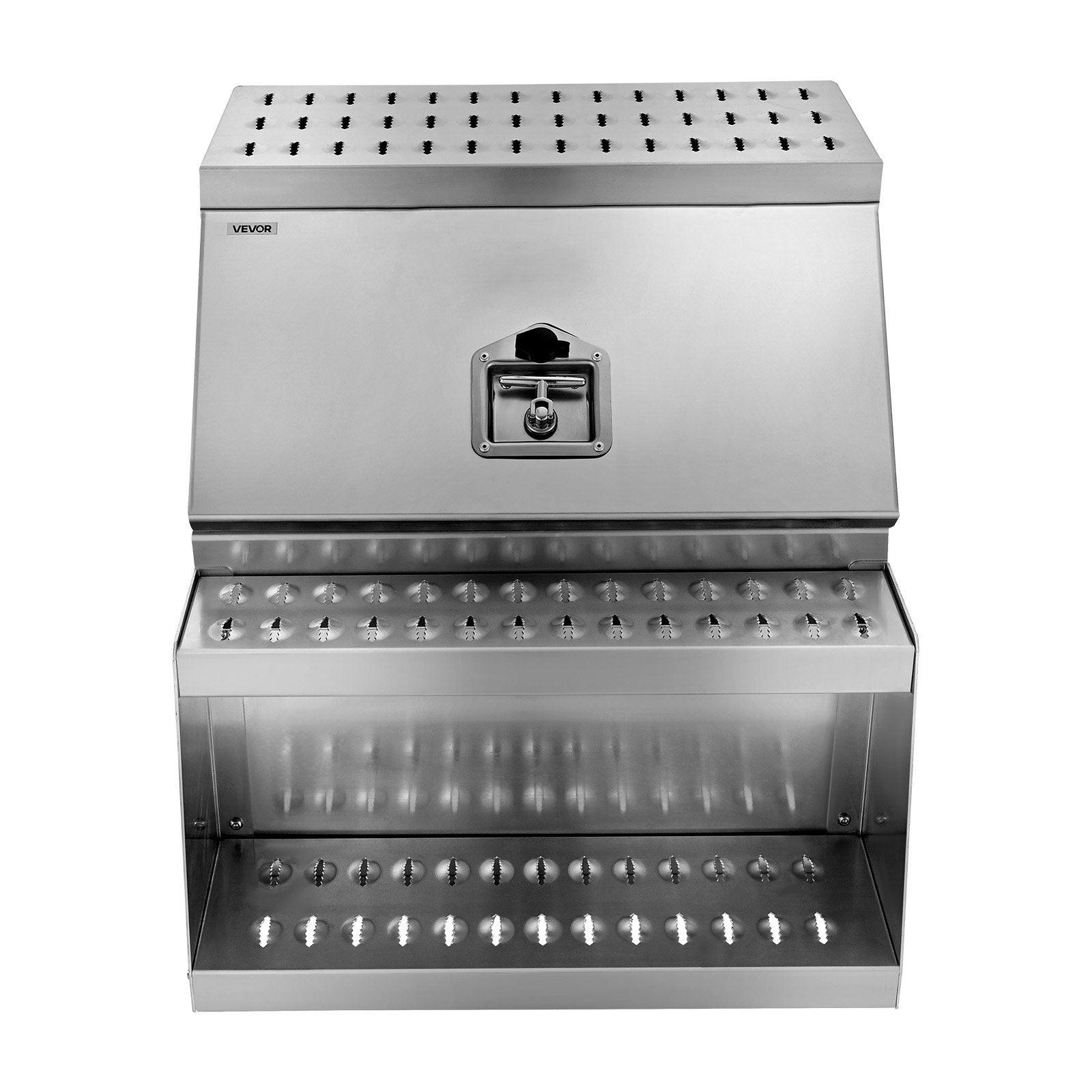 Semi-Truck Step Tool Box, 24" x 27.5" x 25.4" Heavy-Duty Aluminum Side Mount Toolbox, Waterproof Side Storage Saddle Step Box with T-Handle Lock & Keys for Semi Trucks and Flatbed Trailers