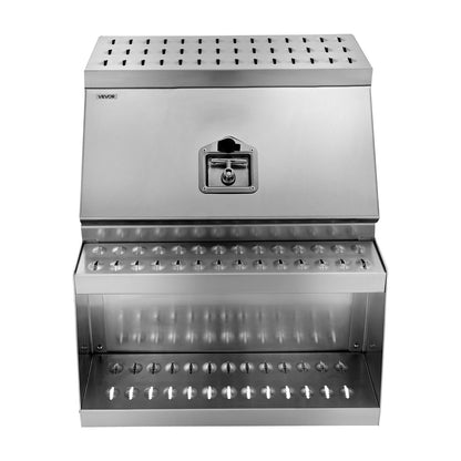 Semi-Truck Step Tool Box, 24" x 27.5" x 25.4" Heavy-Duty Aluminum Side Mount Toolbox, Waterproof Side Storage Saddle Step Box with T-Handle Lock & Keys for Semi Trucks and Flatbed Trailers